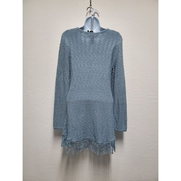 Style & Co. Womens Fringe Sheer Crochet Tunic Sweater Blue - Picture 5 of 7